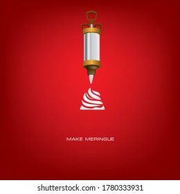 Make meringue poster with culinary syringe and meringue