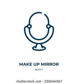 Make up mirror icon. Linear vector illustration from beauty collection. Outline make up mirror icon vector. Thin line symbol for use on web and mobile apps, logo, print media.
