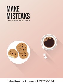 Make Misteaks Good Morning Cute Flyer.  Coffe and Coockies,  EPS 10