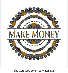 Make Money arabic emblem background. Arabesque decoration.