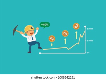 Make money with bitcoin. Vector illustration