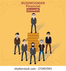 Make money, businessman concept design on yellow background, clean vector.