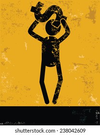 Make money concept,human resource design on yellow background,grunge vector