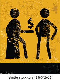 Make money concept,human resource design on yellow background,grunge vector