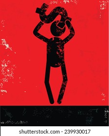 Make money concept,human resource design on red background,grunge vector