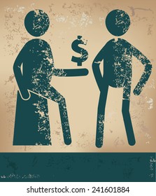 Make money concept,human resource design on old background,grunge vector