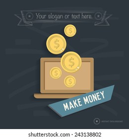Make money design on blackboard background,clean vector
