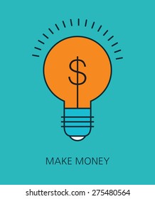 Make money flat line icon concept 