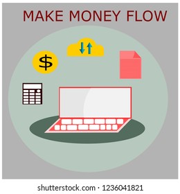 make money flow with notebok cloud and note