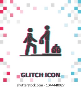 Make money  glitch effect vector icon.