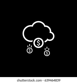 Make Money Icon Business Concept, Cloud Mining. Flat Design. Isolated Illustration.