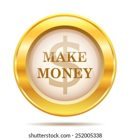 Make money icon. Internet button on white background. EPS10 vector. 