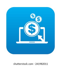 Make money icon on blue button background,clean vector