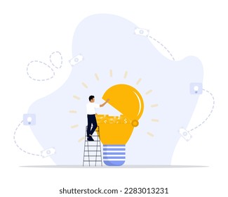 Make money idea concept illustration. innovation or technology investment or creativity to make profit concept.
