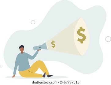 Ganar dinero o aumentar los ingresos de la inversión, el aumento salarial o de ingresos, la rentabilidad. Ilustración vectorial plana.