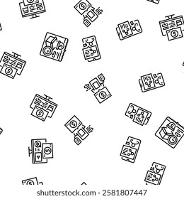 make money internet money online vector seamless pattern thin line illustration