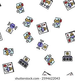 make money internet money online vector seamless pattern thin line illustration