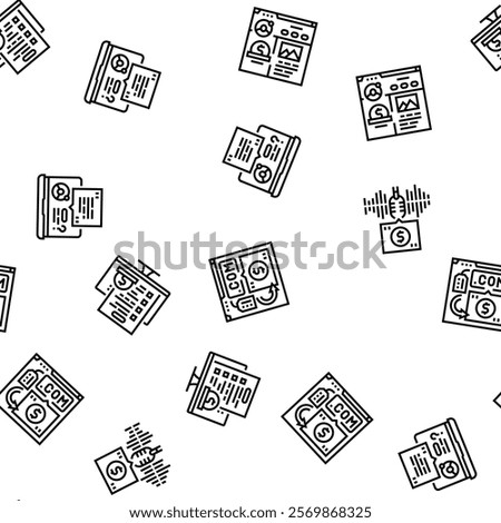 make money internet money online vector seamless pattern thin line illustration