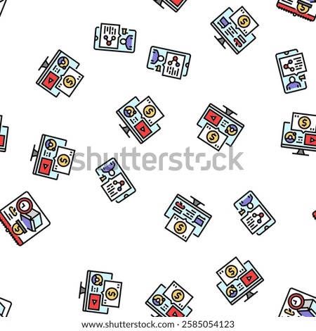 make money internet money online vector seamless pattern thin line illustration