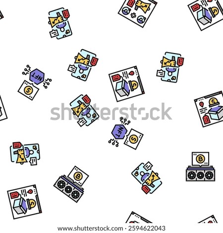 make money internet money online vector seamless pattern thin line illustration