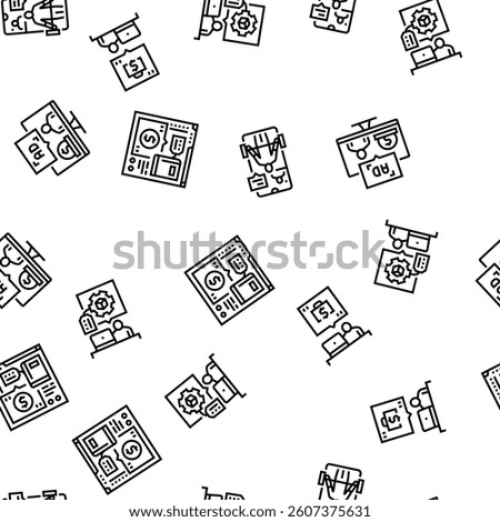 make money internet money online vector seamless pattern thin line illustration