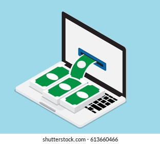 make money from laptop vector illustration