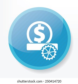 Make money on blue flat button,clean vector