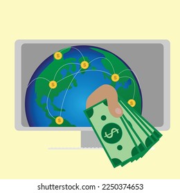 make money on internet concept Stock Illustration