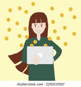 ganar dinero con el concepto de internet Stock Illustration
