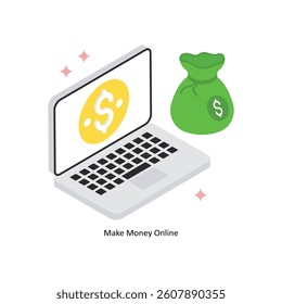 Make Money Online Concept isometric Style Illustrations. Eps 10 File