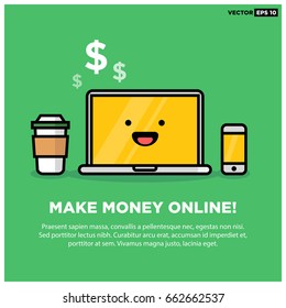 Make Money Online Images Stock Photos Vectors Shutterstock - make money online on smiling computer laptop with phone and coffee text template