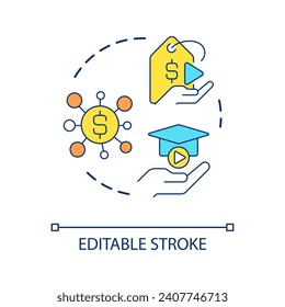 Verdienen Sie Geld mit dem Online-Streaming-Konzept Symbol. Inhaltsmonetarisierung. Werden Sie Vollzeit-Streamer abstrakte Idee dünne Linie Illustration. Einzeln Umrisszeichnung. Bearbeitbarer Strich. Arithmetik verwendet