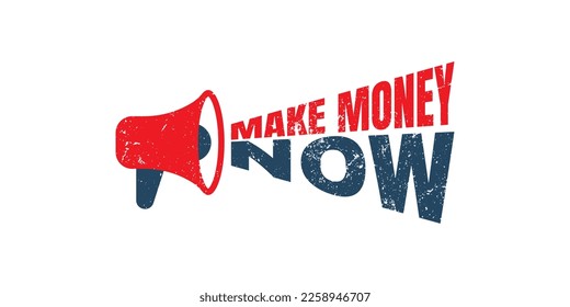 Firma de dinero con megáfono, gráfico vectorial, gruñón rojo