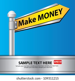 Make money signpost,Vector