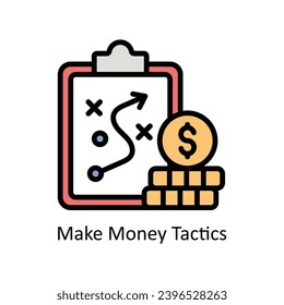 Make Money Tactics vector filled outline design  illustration. Business And Management Symbol on White background EPS 10 File