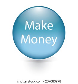 Make money word blue button 