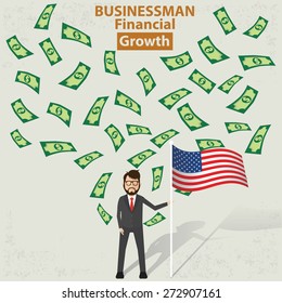 Make money,businessman concept design on old background,clean vector