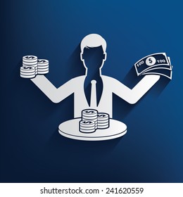 Make money,human resource design on blue background,clean vector