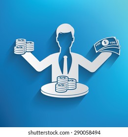 Make money,human resource design on blue background,clean vector