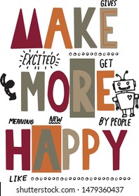 make more happy retro vector text