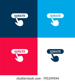 Make an online donation four color material and minimal icon logo set in red and blue