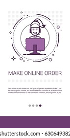 Make Online Order Internet Shopping Service Banner Vector Illustration