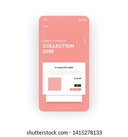 Make up online store UI, UX, GUI screen for mobile apps design. Modern responsive user interface design of mobile applications including online shopping product screen