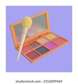 make up pallete and make up brush cosmetic 3d