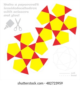 Make a paper craft geometric figure with scissors
and glue!
