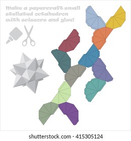 Make a paper craft small stellated octahedron with scissors and glue!
