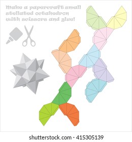 Make a paper craft small stellated octahedron with scissors and glue!