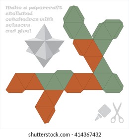 Make a paper craft stellated octahedron with scissors and glue!