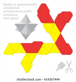 Make a paper craft stellated octahedron with scissors and glue!