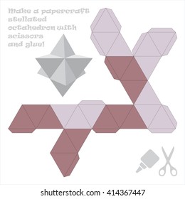Make a paper craft stellated octahedron with scissors and glue!